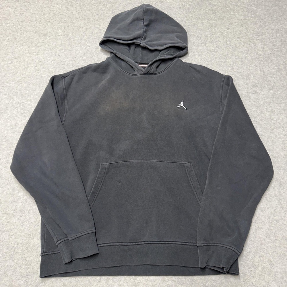 Nike Jordan Hoodie Mens Medium Gray Jumpman Logo Pullover Kangaroo Pocket